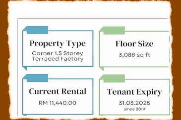 1.5 Storey Corner Terrace Factory @ UEP Subang Jaya