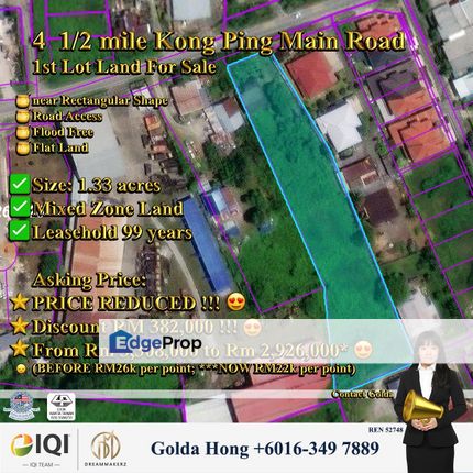 Kuching Mixed Zone Main Road 1st Lot Town Land For Sale 5th Mile Batu 4 1/2 Kong Ping Kung Phin Semaba Arang Bayan Airport School Hup Kee Penrissen, Sarawak, Kuching