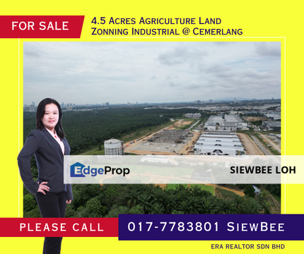 4.5 Acres Agriculture Land (Zonning Industrial), Johor, Ulu Tiram