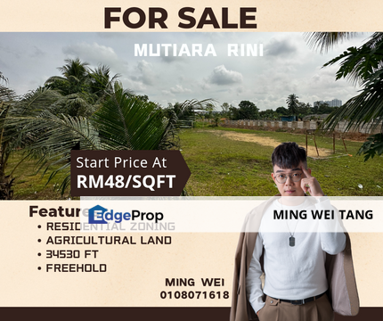 Mutiara Rini Agricultural Land Residental Zoning for Sale , Johor, Skudai