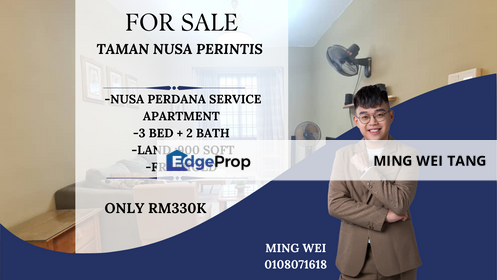 Nusa Perdana Service Apartment 3 Bedrooms 2 Bathrooms Fully Furnished for Sale , Johor, Gelang Patah