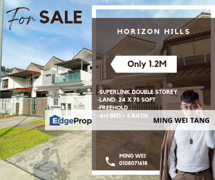 The Green Horizon Hills Superlink 2 storey Unblock Sale, Johor, 