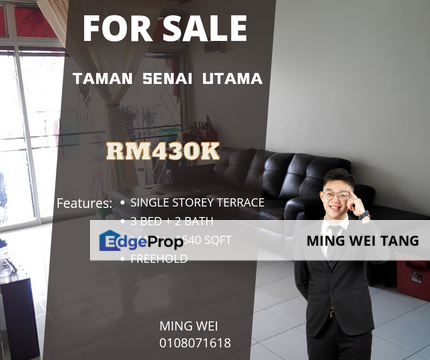 Senai Utama 1 storey Terrace House Sale, Johor, Senai