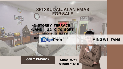 Sri Skudai Jalan Emas Double Storey Terrace House for Sale , Johor, Skudai