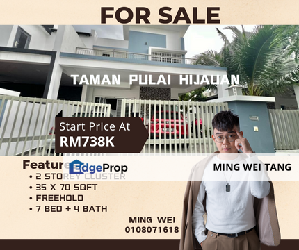 Taman Pulai Hijauan Double Storey Cluster House for Sale , Johor, Kangkar Pulai