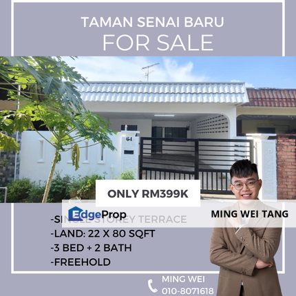 Taman Senai Baru Single Storey Terrace House for Sale , Johor, Senai