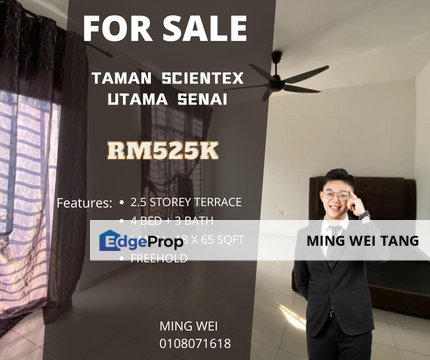 Taman Scientex Utama Senai 2.5 Storey Terrace House for Sale , Johor, Senai