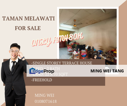 Taman Melawati Single Storey Terrace House for Sale, Johor, Skudai