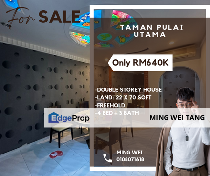 Taman Pulai Utama Double Storey House for Sale , Johor, Skudai