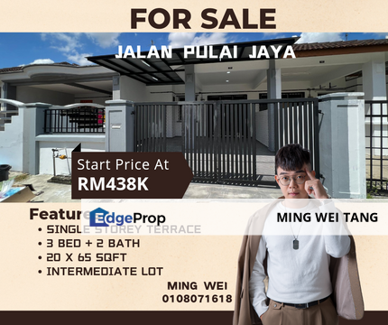 Jalan Pulai Jaya Single Storey Terrace House for Sale, Johor, Kangkar Pulai