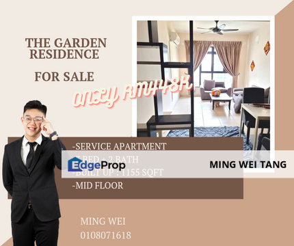 The Garden Residence 3 Bedrooms 2 Bathrooms Fully Furnished for Sale , Johor, Skudai