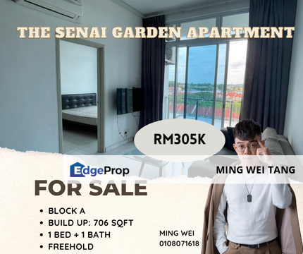 The Senai Garden Apartment 1 Bedrooms 1 Bathrooms Fully Furnished for Sale , Johor, Senai