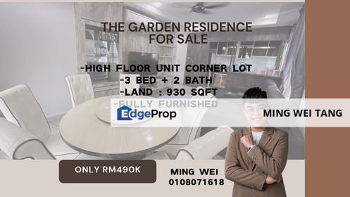 The Garden Residence 3 Bedrooms 2 Bathrooms Fully Furnished for Sale , Johor, Skudai