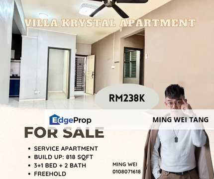 Villa Krystal Service Apartment 3+1 Bedrooms 2 Bathrooms for Sale , Johor, Skudai