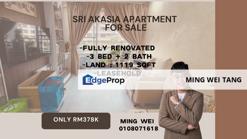 Sri Akasia Service Apartment 3 Bedrooms 2 Bathrooms Partial Furnished for Sale , Johor, Tampoi