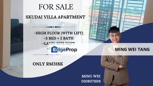 Skudai Villa Apartment 3 Bedrooms 2 Bathrooms for Sale , Johor, Skudai