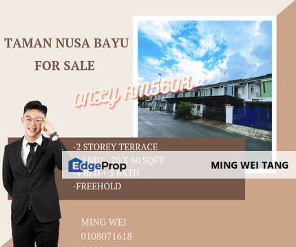 Taman Nusa Bayu Double Storey Terrace House for Sale , Johor, Nusajaya