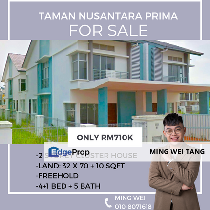 Nusantara Prima Double Storey Cluster House for Sale , Johor, Nusajaya