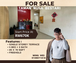 Taman Nusa Bestari Single Storey Terrace House Corner Lot for Sale for ...