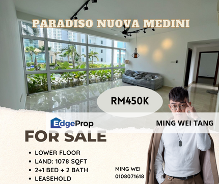 Paradiso Nuova Medini 2+1 Bedrooms 2 Bathrooms Fully Furnished for Sale , Johor, Nusajaya