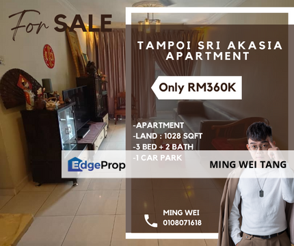 Sri Akasia Service Apartment 3 Bedrooms 2 Bathrooms for Sale , Johor, Tampoi