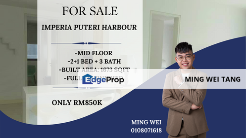 Imperia Puteri Harbour 2+1 Bedrooms 3 Bathrooms Fully Furnished for Sale , Johor, Kota Iskandar