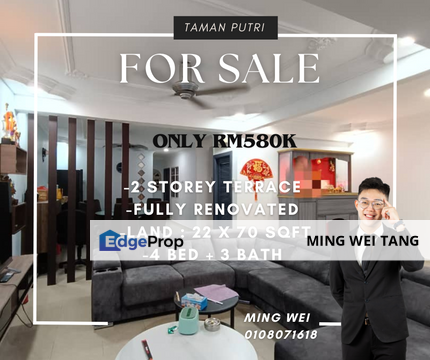 Taman Putri Double Storey Terrace House for Sale , Johor, Kulai