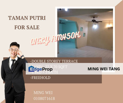 Taman Putri Double Storey Terrace House for Sale , Johor, Kulai