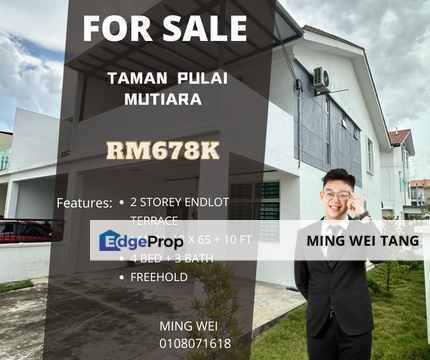 Taman Pulai Mutiara Double Storey Terrace House End Lot for Sale , Johor, Kangkar Pulai