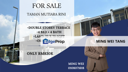 Mutiara Rini Double Storey Terrace House for Sale, Johor, Skudai