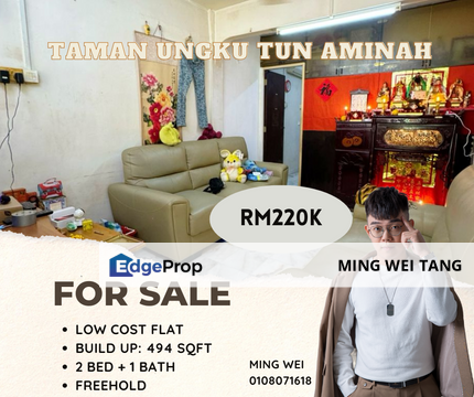 Taman Ungku Tun Aminah Low Cost Flat for Sale , Johor, Johor Bahru