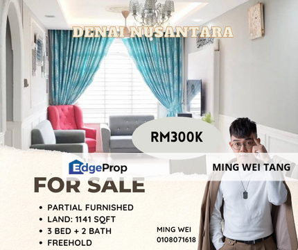 Senai Nusantara 3 Bedrooms 2 Bathrooms Partial Furnished for Sale , Johor, Nusajaya