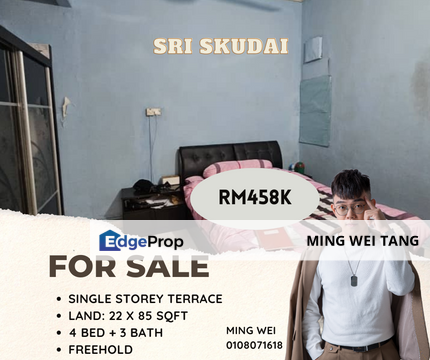 Taman Sri Skudai Single Storey Terrace House for Sale , Johor, Skudai