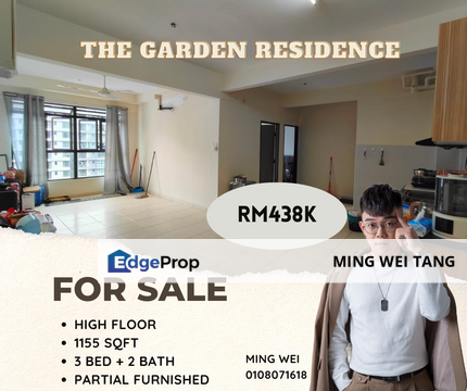 The Garden Residence 3 Bedrooms 2 Bathrooms Fully Furnished for Sale , Johor, Skudai