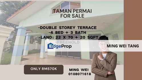 Taman Permai Double Storey Terrace House for Sale , Johor, Kulai