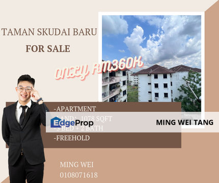 Skudai Villa Apartment 3 Bedrooms 2 Bathrooms Fully Furnished for Sale , Johor, Skudai