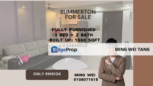 Summerton Condominium 3 Bedrooms 2 Bathrooms Fully Furnished for Sale, Penang, Sungai Nibong