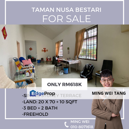 Taman Nusa Bestari Single Storey Terrace End Lot for Sale , Johor, Skudai