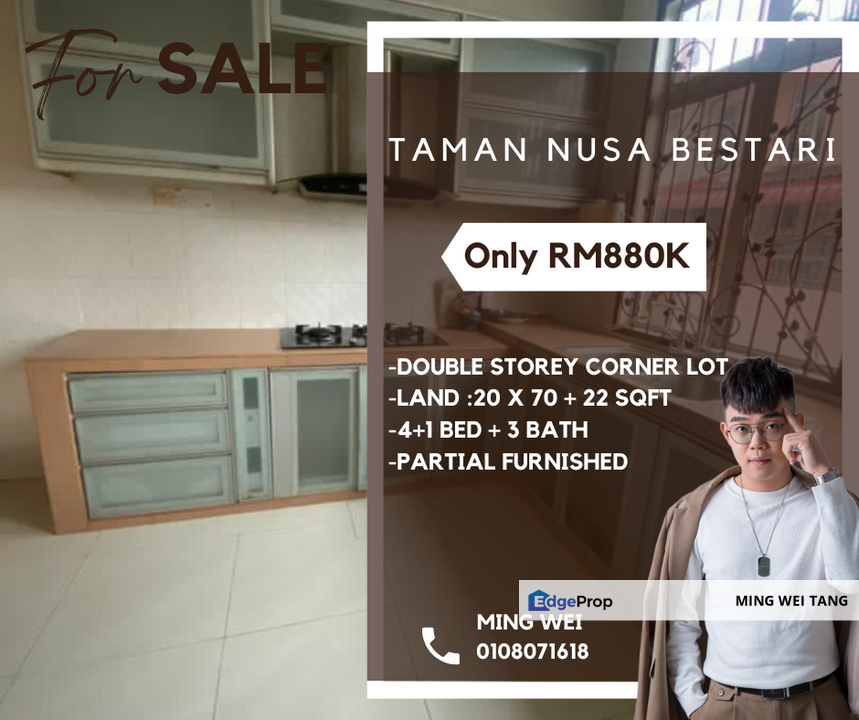 Taman Nusa Bestari Double Storey Corner Lot for Sale for Sale @RM880 ...