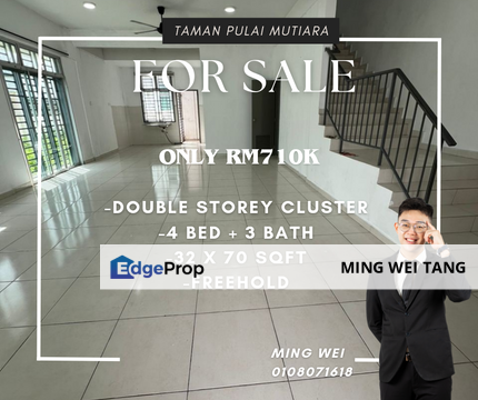 Taman Pulai Mutiara Double Storey Cluster House for Sale, Johor, 