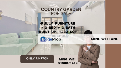 Country Garden Danga Bay 3 Bedrooms 3 Bathrooms Fully Furnished for Sale, Johor, Johor Bahru