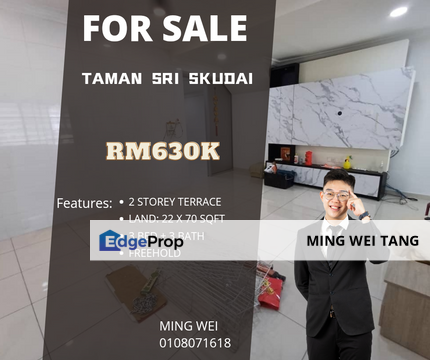 Taman Sri Skudai Double Storey Terrace House for Sale , Johor, Skudai