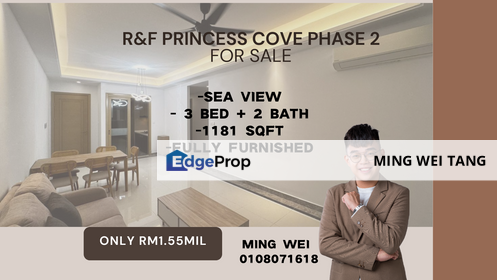 R&F Princess Cove 3 Bedrooms 2 Bathrooms Fully Furnished for Sale , Johor, Johor Bahru