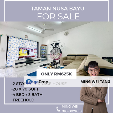 Taman Nusa Bayu Double Storey Terrace House for Sale , Johor, Nusajaya