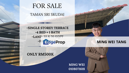 Taman Sri Skudai Single Storey Terrace House for Sale , Johor, Skudai