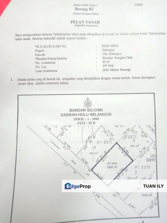 Lot banglo geran Individu kampung sungai chik ulu yam boleh loan , Selangor, Batang Kali