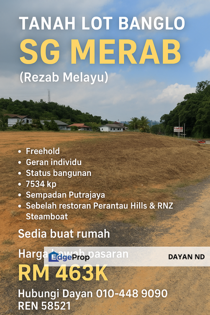 Tanah Lot Banglo Sungai Merab Bangi sebelah Putrajaya Diplomatik untuk Jual, Selangor, Kajang