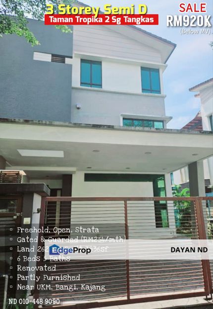3 Storey Semi-D Taman Tropika 2 Kajang, Selangor, Bangi