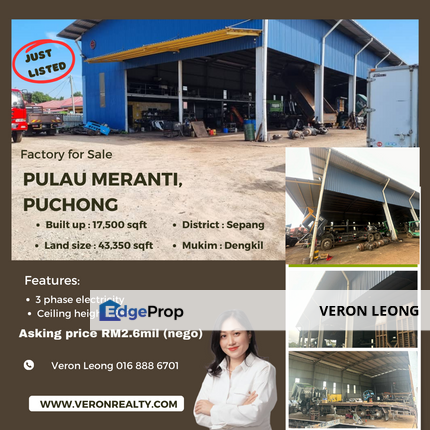 Factory for Sale at Pulau Meranti Puchong, Sepang, Selangor, Puchong