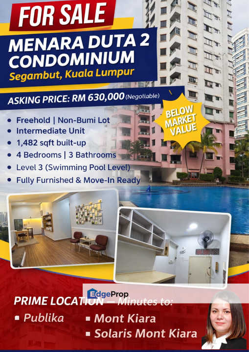 Menara Duta 2 Condominium FULLY FURNISHED  BELOW MV, Kuala Lumpur, Dutamas